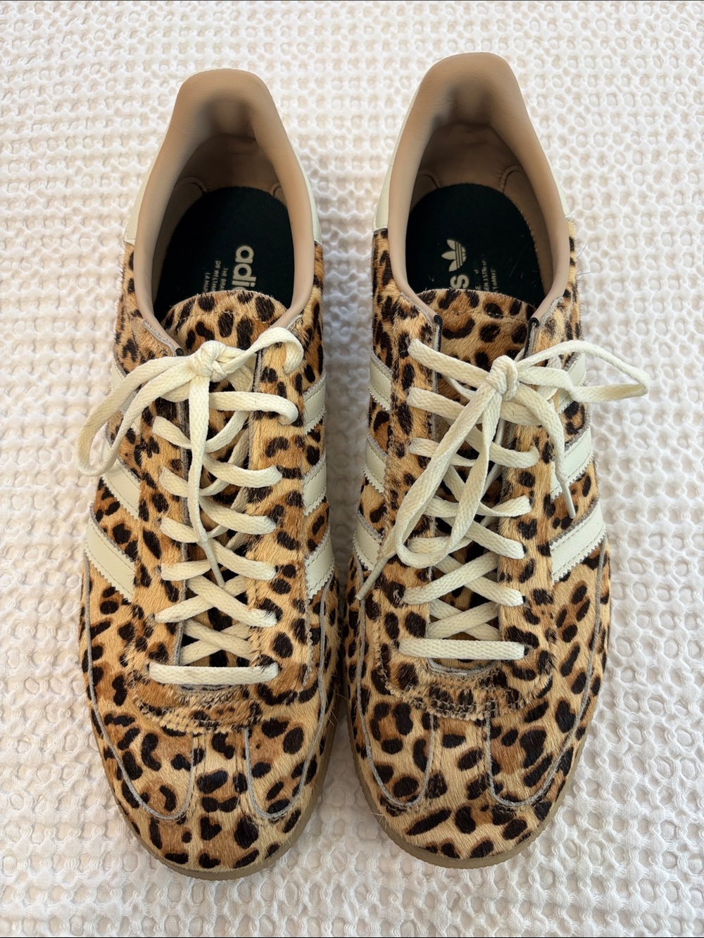 adidas Women's Leopard Print Sneakers with Cream Stripes